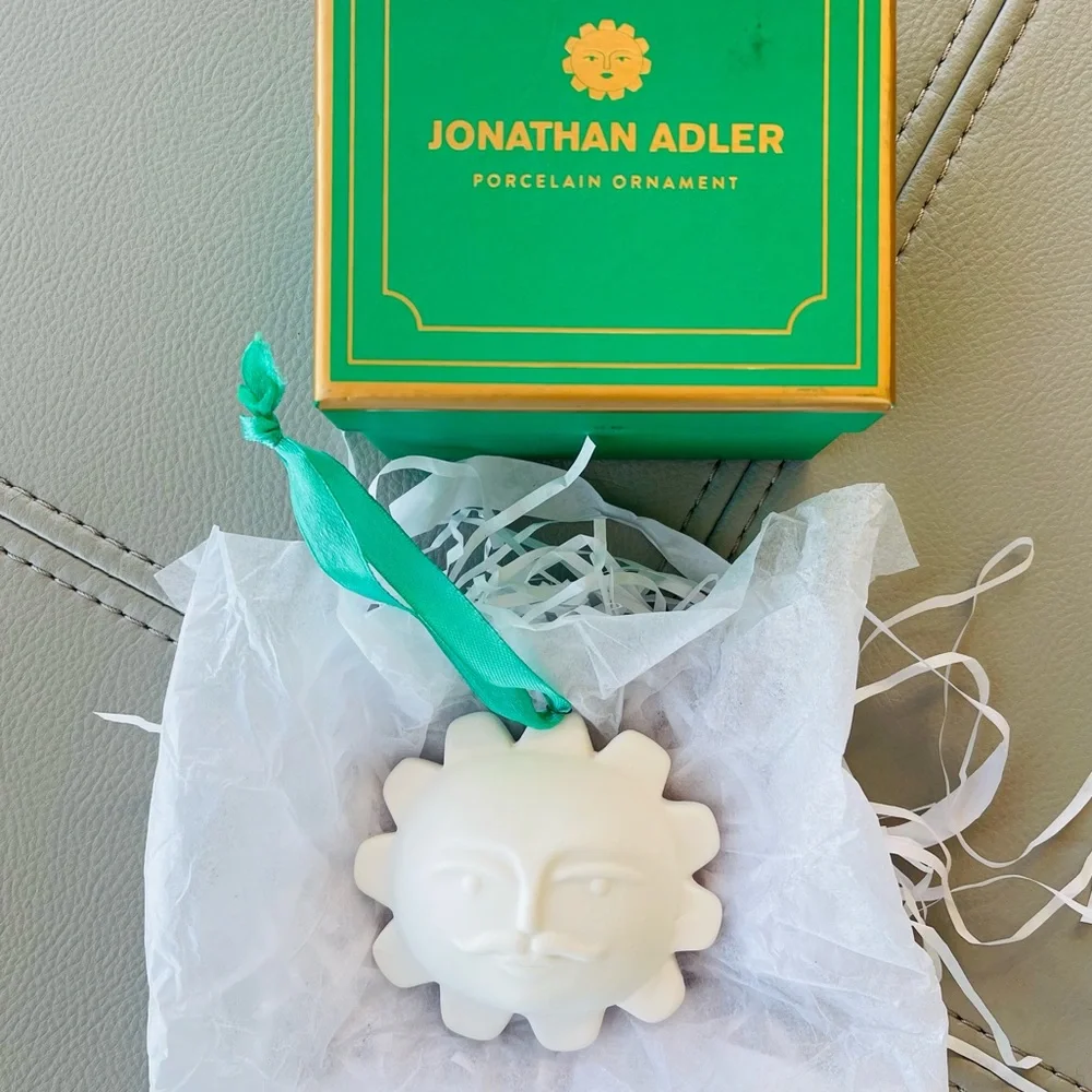 New in Box Jonathan Adler Matte Porcelain SUN Menagerie Christmas Ornament